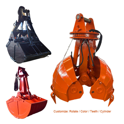 Hochfeste Stahlbagger Clamshell Eimer Hydraulischer Zylinder Öffnung Zähne Drehen ISO9001 Standard